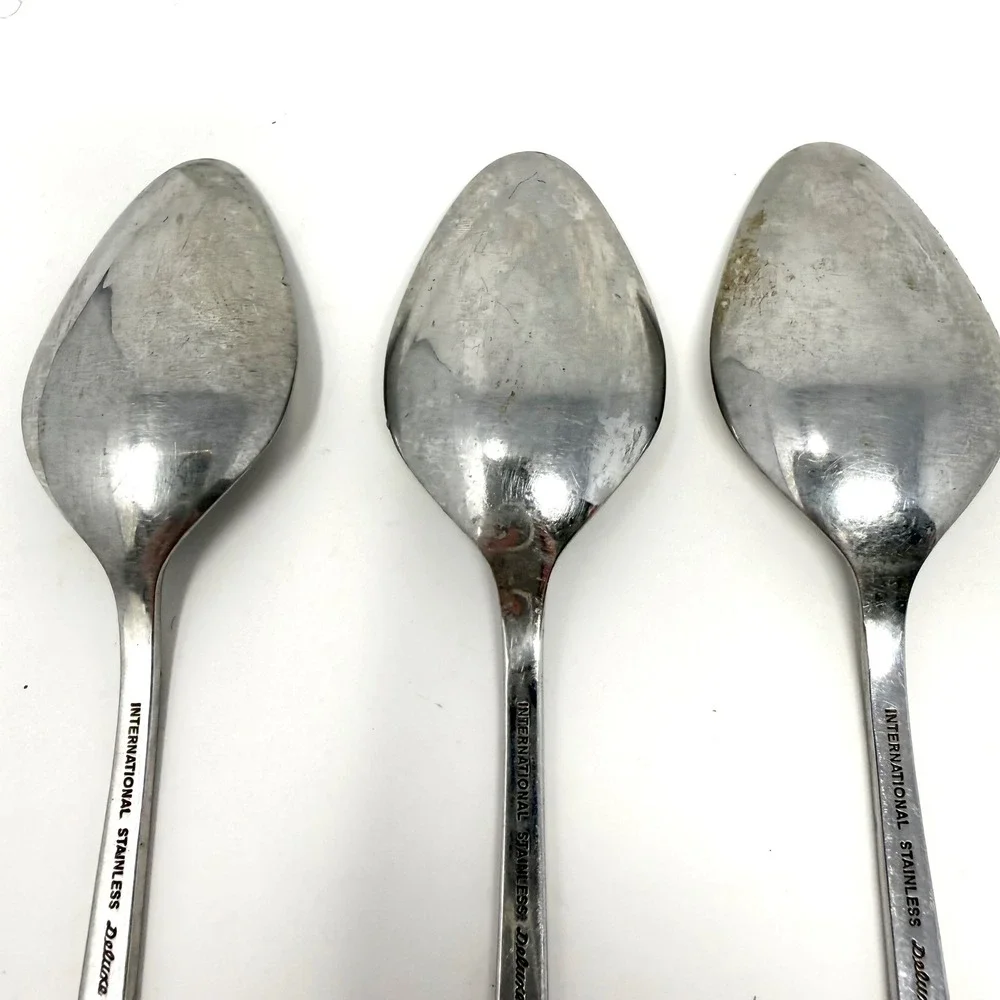 International Stainless Deluxe Danish Scroll Tablespoons Set of 3 Spoons 7.25 in